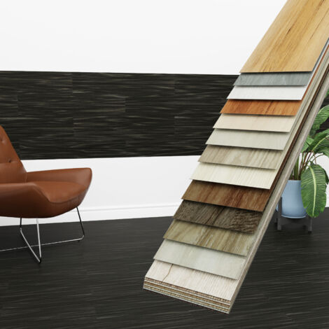 HEXIM Vinyldielen 0,97m² selbstklebend PVC Wandverkleidung Bodenbelag Holzoptik 91x15cm Paneele: 7 Dielen / 0.97 m², 9101-2  Obsidian Oak