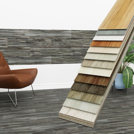 HEXIM Vinyldielen 0,97m² selbstklebend PVC Wandverkleidung Bodenbelag Holzoptik 91x15cm Paneele: 7 Dielen / 0.97 m², 6301-8 Weathered Timber