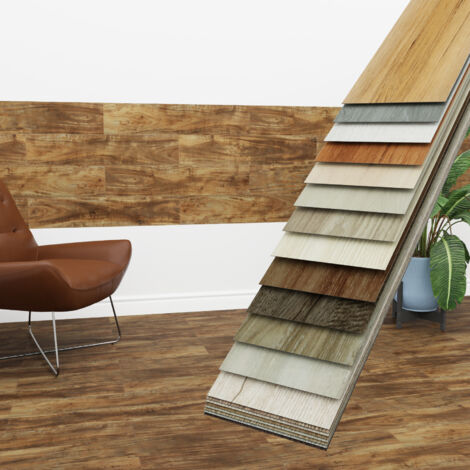 HEXIM Vinyldielen 0,97m² selbstklebend PVC Wandverkleidung Bodenbelag Holzoptik 91x15cm Paneele: 7 Dielen / 0.97 m², 5401-4  Rustic Walnut