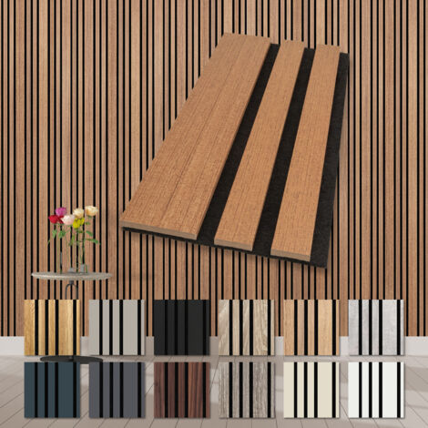 HEXIM Akustikpaneele Holz Mila Musterstücke flexible Wandpaneele Kombipaneel Wandpaneele MDF Akustikfilz: Teak, 1 Musterstück