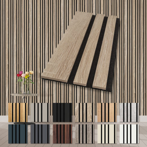 HEXIM Akustikpaneele Holz Mila Musterstücke flexible Wandpaneele Kombipaneel Wandpaneele MDF Akustikfilz: Sonoma Oak, 1 Musterstück
