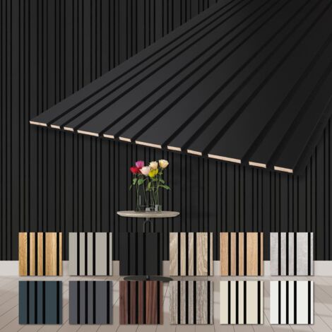HEXIM Akustikpaneele Holz Mila 278x60cm flexible Wandpaneele Kombipaneel 1,67 m² Wandpaneele MDF Akustikfilz: APM12 - Black Edition, 1 Paneel - 1.67m²