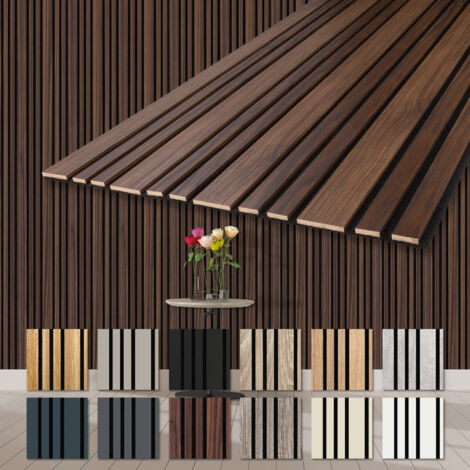 HEXIM Akustikpaneele Holz Mila 278x60cm flexible Wandpaneele Kombipaneel 1,67 m² Wandpaneele MDF Akustikfilz: APM13 - Catania Oak, 1 Paneel - 1.67m²