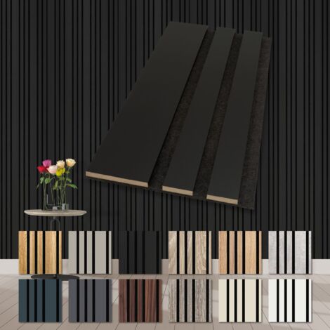 HEXIM Akustikpaneele Holz Mila Musterstücke flexible Wandpaneele Kombipaneel Wandpaneele MDF Akustikfilz: Black Edition, 1 Musterstück