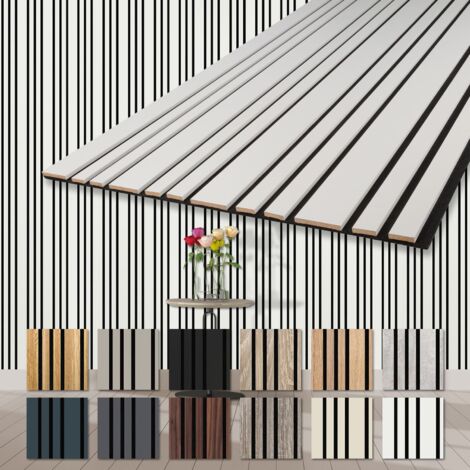 HEXIM Akustikpaneele Holz Mila 278x60cm flexible Wandpaneele Kombipaneel 1,67 m² Wandpaneele MDF Akustikfilz: APM11 - White, 1 Paneel - 1.67m²
