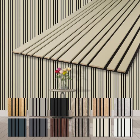 HEXIM Akustikpaneele Holz Mila 278x60cm flexible Wandpaneele Kombipaneel 1,67 m² Wandpaneele MDF Akustikfilz: APM01 - Palomino, 4 Paneele - 6.68m²