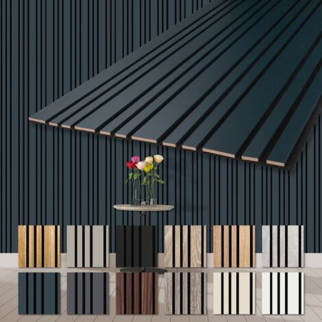 HEXIM Akustikpaneele Holz Mila 278x60cm flexible Wandpaneele Kombipaneel 1,67 m² Wandpaneele MDF Akustikfilz: APM04 - Ocean, 6 Paneele - 10.02m²