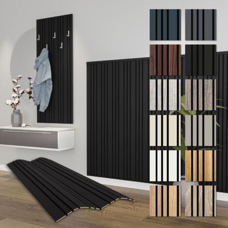 HEXIM Akustikpaneele Holz Mila 138,5x60cm flexible Wandpaneele Kombipaneel 0,83 m² Wandpaneele MDF Akustikfilz: APMH12 - Black Edition, 1 Paneel - 0.83m²