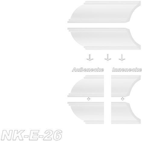 marbet design Stuckleiste E-2, Innen- & Außenecke (1 Stück), XPS