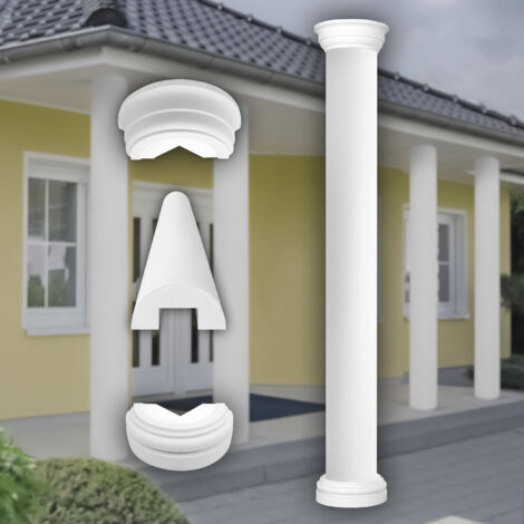 PRESTIGE DECOR Säulen & Halbsäulen 225cm LC103 Dekosäule Kunstharzputz weiß, glatt oder kanneliert: Halbrund, Komplettset 1