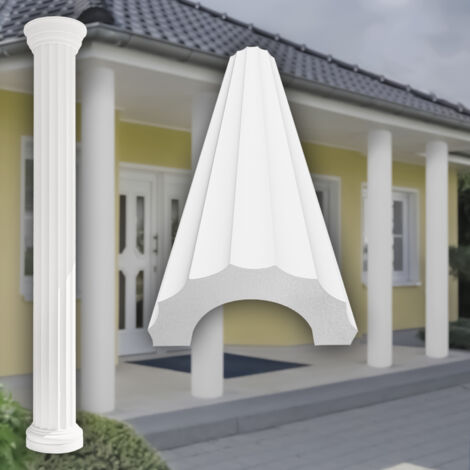 Säulen und Halbsäulen Fassade rund Set Auswahl 405mm LC103: Halbrund, Schaft breit kanneliert
