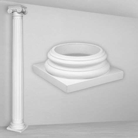 Säulen und Halbsäulen rund kanneliert Stuck Auswahl 152mm N3215: Rund, Basis