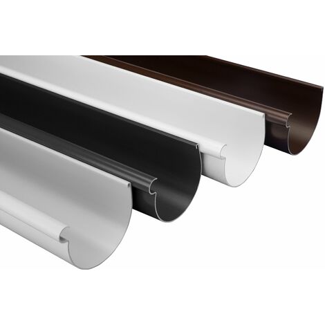 Dachrinnen Sparpaket - 130mm, stabiler Kunststoff PVC-U - RainWay L: Weiß, 10 Meter / 5 Stück
