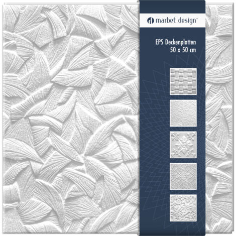 Deckenplatten 50x50cm Styropor EPS 6 Dekore in 3 Farben, Marbet Deckenverkleidung: Zefir - mit Überlappung, Max Paket (bester Preis)