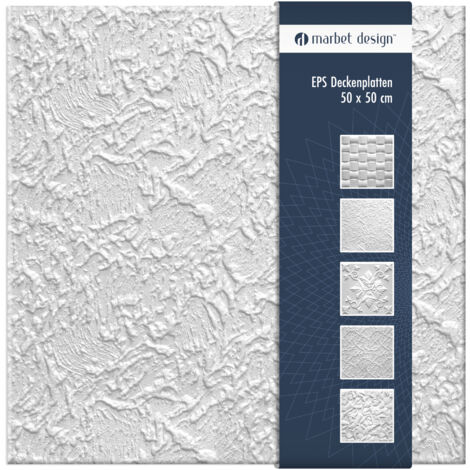 Deckenplatten 50x50cm Styropor EPS 6 Dekore in 3 Farben, Marbet Deckenverkleidung: Paris2, Max Paket (bester Preis)