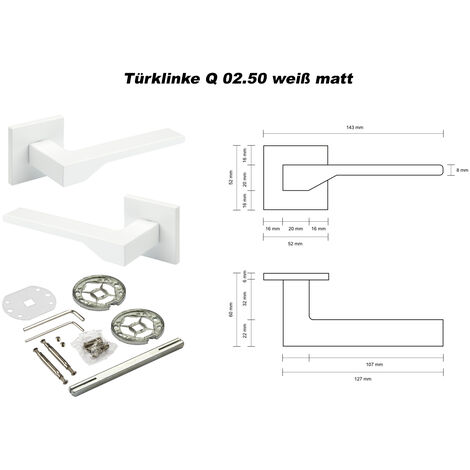 Designer Türgarnitur, Zimmer Türgriff WC / Bad Aluminium matt in 4