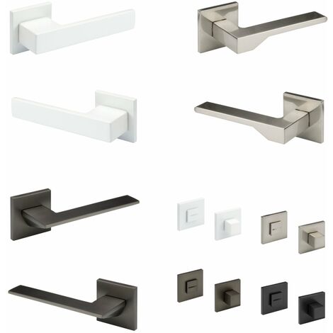 Designer Türgarnitur, Zimmer Türgriff WC / Bad Aluminium matt in 4 Farben - Ricardo Borelli Serie: graphit matt, Türgriffe Q06