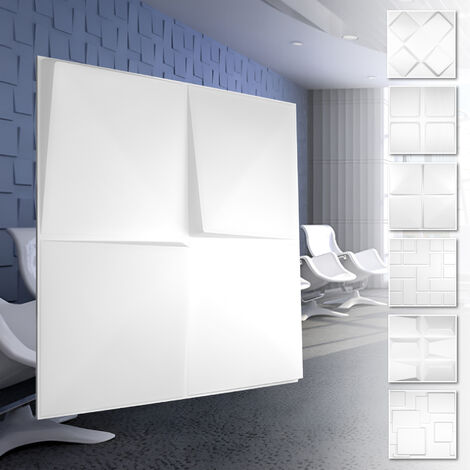 3D Wandpaneele aus PVC Kunststoff - weiße Wandverkleidung mit 3D Optik - Cube Motive: 1 Platte / Muster, HD132