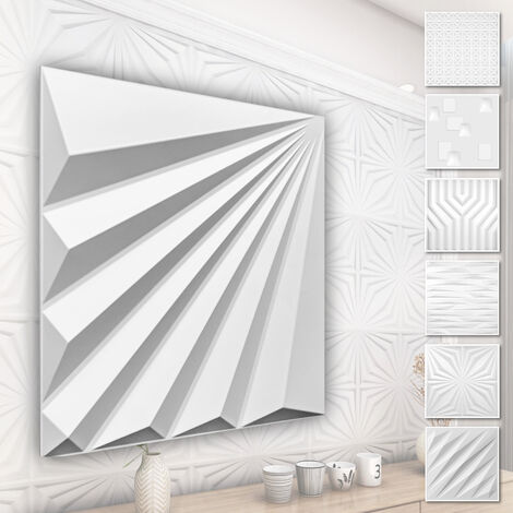 3D Wandpaneele aus PVC Kunststoff - weiße Wandverkleidung mit 3D Optik - Abstrakte Motive: 1 Platte / Muster, HD142