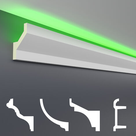 LED Stuckleisten aus PU - lichtundurchlässig, Variantenvielfalt & vorgrundiert - Sparpakete: LED-10 / 75x45mm, Muster