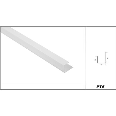 LEMAL U-Profil PT5 (2 Meter) PVC Kunststoff weiß, für 12.5mm