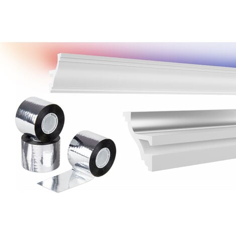 Aluminiumband selbstklebend für LED Styroporleisten indirekte Beleuchtung,  Deckenleisten Styropor: Aluminium Reflexionsband, 50 Meter Aluband (50mm  breite)