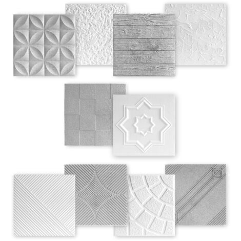 MARBET DESIGN 3D Wandpaneele Styropor 50x50cm Wandplatten Wandverkleidung  in weiß & Betonoptik: ED-5 weiß, 1