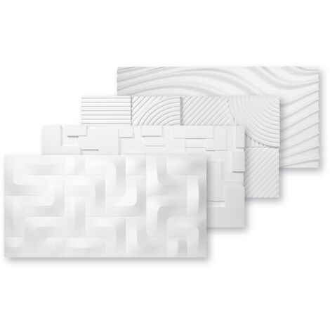 MARBET DESIGN 3D Wandpaneele Styropor Paneele weiß 96x48x3cm Wandverkleidung Wärmedämmung: PD-2, 1 Paneel / 0.46 m²