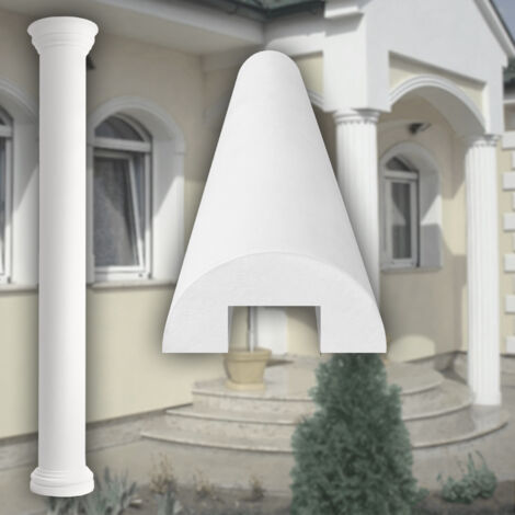 Säulen und Halbsäulen Fassade rund Set Auswahl 305mm LC102: Halbrund, Schaft glatt
