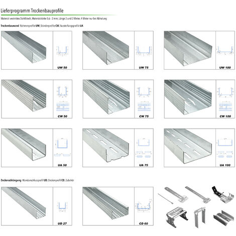 CD UD CW UA Trockenbau Profile 2-3m Rigips Decke Unterkonstruktion ...