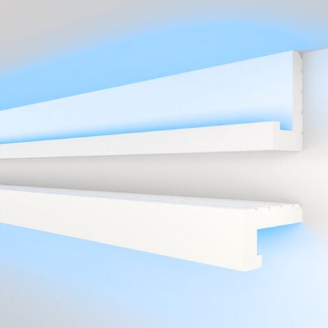 HEXIMO LED Schattenfugen Profil Stuckleisten, indirekte Beleuchtung XPS Styropor Trockenbau Decke:1.7 Meter / 1 Leiste, HLED-11 - 60x35 mm