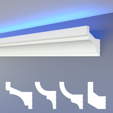 HEXIMO LED Stuckleisten klassisch, indirekte Beleuchtung Deckenleisten XPS Styropor: HLED-3 - 72x73 mm, 30.6 Meter / 18 Leisten