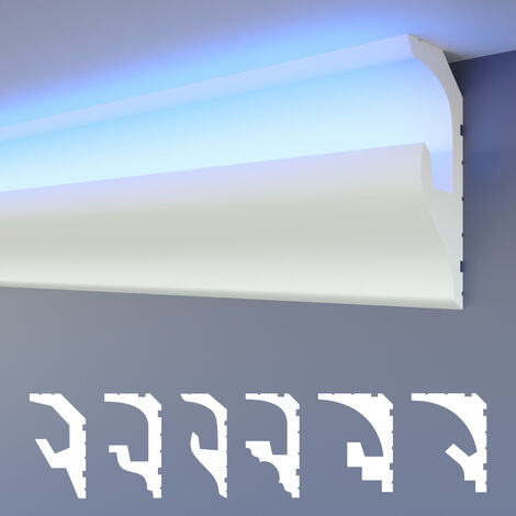 HEXIMO LED-sierlijsten 2-in-1, indirect verlichte plafondlijsten, XPS-piepschuim plafondsierlijsten voor plafonds (20,4 meter HLED 18