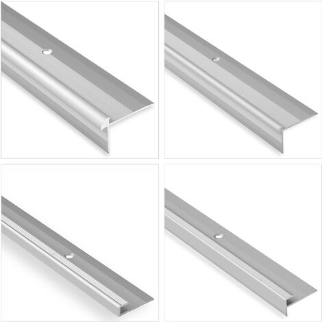 EFFECTOR Treppenkantenprofil Treppenabschluss Alu Winkelprofile mit Einfasshöhe 3-5,1mm für Bodenbeläge: Silber, C26 - 44x18.5 mm