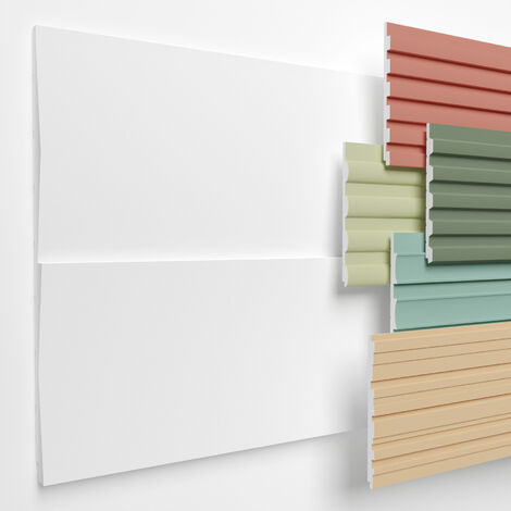 HEXIMO Lamellenwand XPS Akustikpaneele Wandverkleidung weiß Wandpaneele Lamellen Styropor Paneele: 1 Paneel / 0.46 m², HLM-12-01