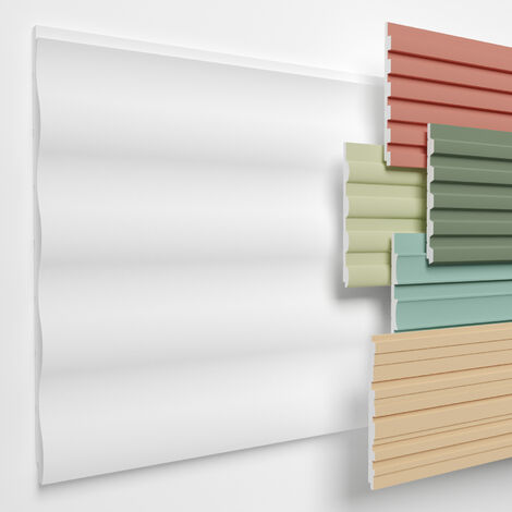 HEXIMO Lamellenwand XPS Akustikpaneele Wandverkleidung weiß Wandpaneele Lamellen Styropor Paneele: 8 Paneele / 3.67 m², HLM-10-01