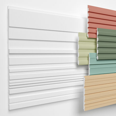 HEXIMO Lamellenwand XPS Akustikpaneele Wandverkleidung weiß Wandpaneele Lamellen Styropor Paneele: Musterstück / 15 cm, HLM-8-01