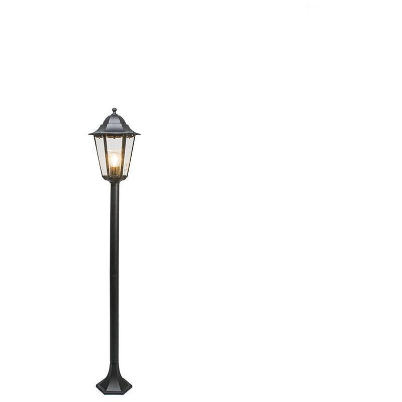 Qazqa Farola Exterior de pie negra ip44 125 cm new orleans aluminio vidrio alargada adecuado para led max. 1 60