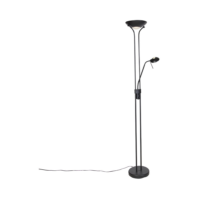 Lámpara de pie regulable, moderna lámpara de pie con bombilla LED (1000  lúmenes, 2700 K), pantalla de lámpara ajustable negra, interruptor  giratorio