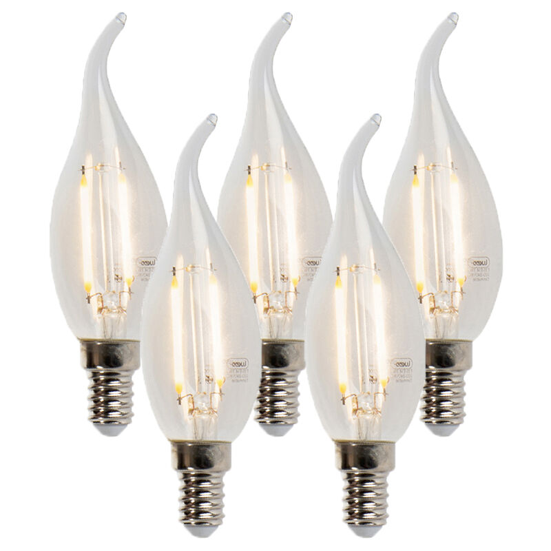 Set de 5 bombillas vela LED E14 2W 180LM 2350K no regulable