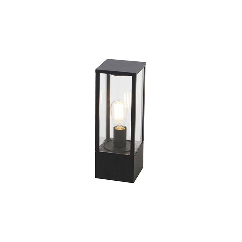 Qazqa Diseño Lámpara exterior industrial negra 40 cm ip44 charlois aluminio vidrio rectangular adecuado led max. 1 x watt