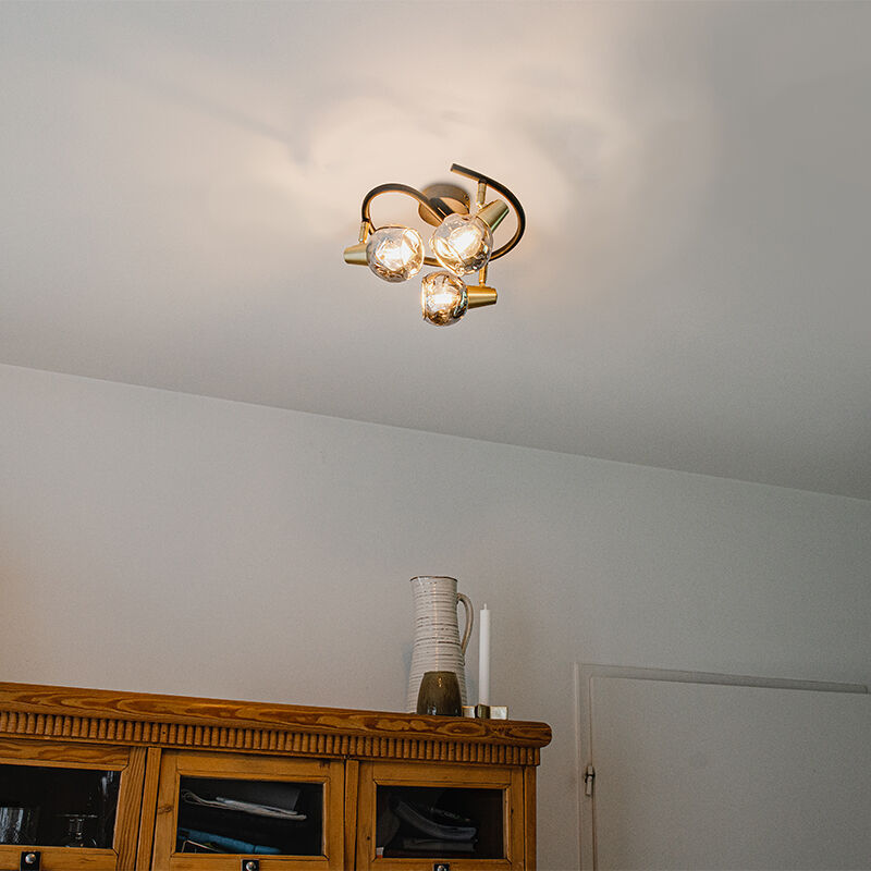 Luz de techo LED Lámpara de techo ajustable de 3 puntos 3xGU10 Iluminación  de techo Foco LED de ángulo ajustable 220V Iluminación interior para  dormitorio Cocina Sala de estar Pasillo (sin bombillas)
