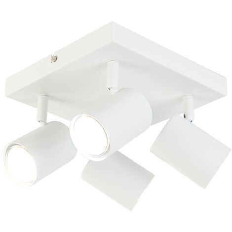 QAZQA Industrial Plafón Industrial Blanco Con Plateado 3-luces Regulable - Magnax Acero Alargada Adecuado Para Led Max 3 X 40 Watt 78547916