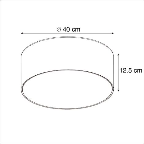 QAZQA + Moderno Plafón gris 40 cm con LED - Drum LED Textil /Acero Redonda Incluye LED Max. 1 x 20 Watt