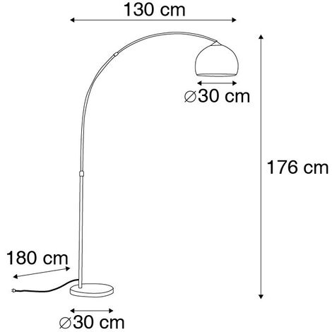 QAZQA + Moderno Lámpara de arco moderna cobre con pantalla blanca - Arc Basic Plástico /Acero Redonda /Alargada Adecuado para LED Max. 1 x 20 Watt