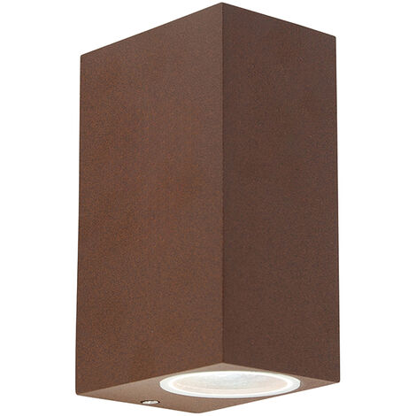 QAZQA + Rústico Aplique industrial marrón óxido 2 luces IP44 - Baleno Aluminio Rectangular Adecuado para LED Max. 2 x 35 Watt