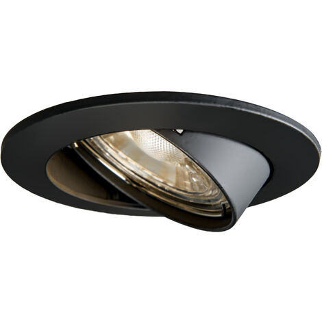 QAZQA + Moderno Foco empotrable moderno negro inclinable - EDU Aluminio Redonda Adecuado para LED Max. 1 x 50 Watt