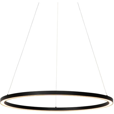 QAZQA Professional Diseño Lámpara colgante negra 80 cm con LED regulable en 3 pasos - Girello Acero /Aluminio /Plástico Redonda Incluye LED Max. 1 x 55 Watt (1/4)