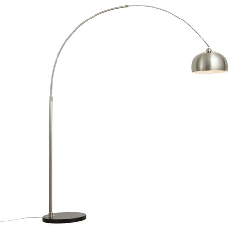 QAZQA + Moderno Lámpara de arco moderna de acero regulable - Grande Acero inoxidable /Mármol Redonda Adecuado para LED Max. 1 x 60 Watt