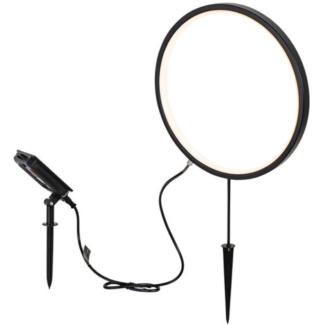 QAZQA Diseño Luz de pincho negra 60cm con LED recargable y solar IP65